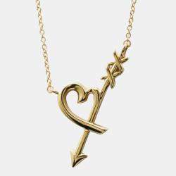 Pre Owned Tiffany & Co. Paloma Picasso Heart Arrow Graffiti 18K Rose Gold Necklace