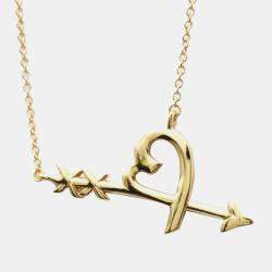 Pre Owned Tiffany & Co. Paloma Picasso Heart Arrow Graffiti 18K Rose Gold Necklace