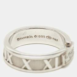 Pre Owned Tiffany & Co. Atlas Diamond 18K White Gold Band Ring 50