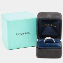 Pre Owned Tiffany & Co. Atlas Diamond 18K White Gold Band Ring 50