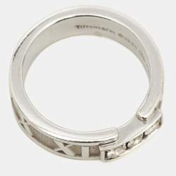 Pre Owned Tiffany & Co. Atlas Diamond 18K White Gold Band Ring 50