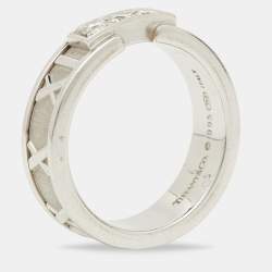 Pre Owned Tiffany & Co. Atlas Diamond 18K White Gold Band Ring 50