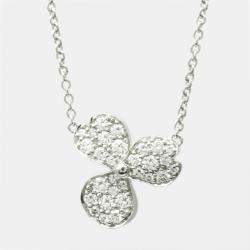 Tiffany & Co. Paper Open Flower Platinum Diamond Necklace 