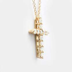 Pre Owned Tiffany & Co. Small Cross 18K Rose Gold Diamond Necklace