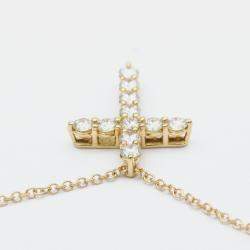 Pre Owned Tiffany & Co. Small Cross 18K Rose Gold Diamond Necklace