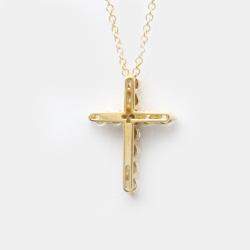 Pre Owned Tiffany & Co. Small Cross 18K Rose Gold Diamond Necklace