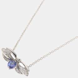 Pre Owned Tiffany & Co. Paper Flower Firefly Platinum Diamond Tanzanite Necklace