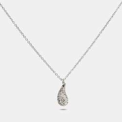 Pre Owned Tiffany & Co. Elsa Peretti Teardrop Diamond Platinum Pendant Necklace