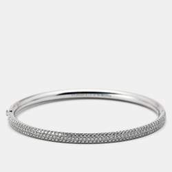 Pre Owned Tiffany & Co. Tiffany Metro Three Row Diamonds 18k White Gold Bracelet