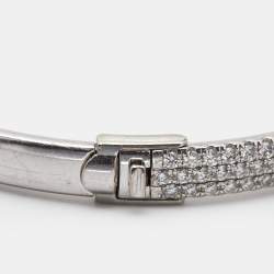 Pre Owned Tiffany & Co. Tiffany Metro Three Row Diamonds 18k White Gold Bracelet