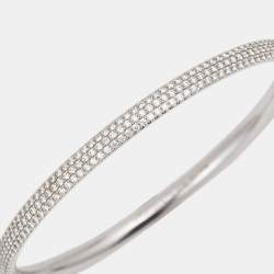 Pre Owned Tiffany & Co. Tiffany Metro Three Row Diamonds 18k White Gold Bracelet
