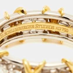 Tiffany & Co. Schlumberger® Sixteen Stone Diamond Platinum 18k Yellow Gold Ring Size 54