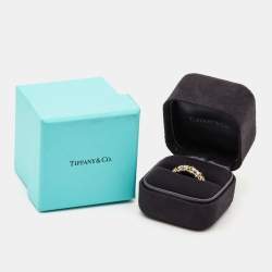 Tiffany & Co. Schlumberger® Sixteen Stone Diamond Platinum 18k Yellow Gold Ring Size 54