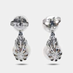 Tiffany & Co. Aria Diamond Cultured Pearl Platinum Drop Earrings