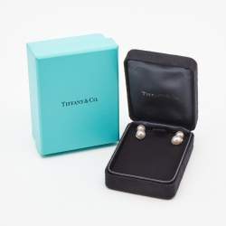 Tiffany & Co. Aria Diamond Cultured Pearl Platinum Drop Earrings