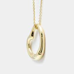 Tiffany & Co. 18K Yellow Gold Open Heart Pendant Necklace
