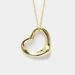 Tiffany & Co. 18K Yellow Gold Open Heart Pendant Necklace