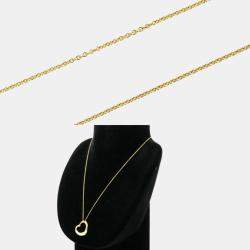 Pre Owned Tiffany & Co. 18K Yellow Gold and Diamond Elsa Peretti Open Heart Pendant Necklace