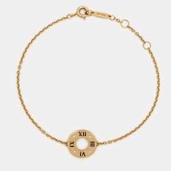 Pre Owned Tiffany & Co. Atlas Pierced Diamond 18K Rose Gold Bracelet