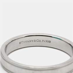 Pre Owned Tiffany & Co. Together Double Milgrain Platinum Band Ring Size 62