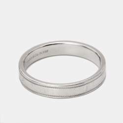 Pre Owned Tiffany & Co. Together Double Milgrain Platinum Band Ring Size 62