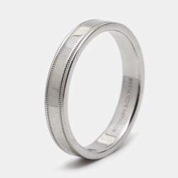 Pre Owned Tiffany & Co. Together Double Milgrain Platinum Band Ring Size 62