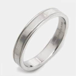 Pre Owned Tiffany & Co. Together Double Milgrain Platinum Band Ring Size 62