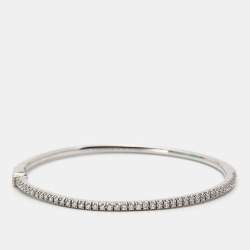 Pre Owned Tiffany & Co. Tiffany Metro Hinge Diamond 18k White Gold Bracelet SM