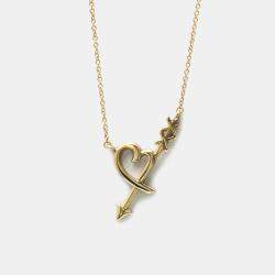 Pre Owned Tiffany & Co. 18K Rose Gold Paloma Picasso Heart Arrow Pendant Necklace