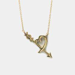 Pre Owned Tiffany & Co. 18K Rose Gold Paloma Picasso Heart Arrow Pendant Necklace