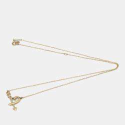 Pre Owned Tiffany & Co. 18K Rose Gold Paloma Picasso Heart Arrow Pendant Necklace