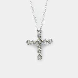 Pre Owned Tiffany & Co. 18K White Gold and Diamond Cross Pendant Necklace
