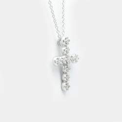 Pre Owned Tiffany & Co. 18K White Gold and Diamond Cross Pendant Necklace