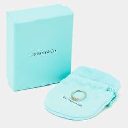 Pre Owned Tiffany & Co. Twire Diamonds 18k Yellow Gold Ring Size 50