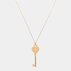 Pre Owned Tiffany & Co Return to Tiffany Heart Key 18k Rose Gold Pendant Necklace