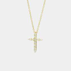 Pre Owned TIFFANY & CO. 18K Diamond Cross Pendant Necklace