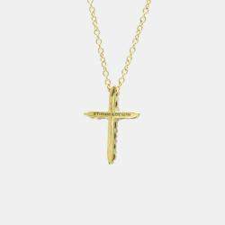 Pre Owned TIFFANY & CO. 18K Diamond Cross Pendant Necklace