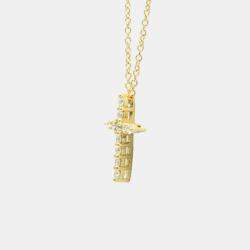 Pre Owned TIFFANY & CO. 18K Diamond Cross Pendant Necklace