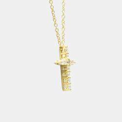 Pre Owned TIFFANY & CO. 18K Diamond Cross Pendant Necklace