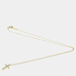 Pre Owned TIFFANY & CO. 18K Diamond Cross Pendant Necklace