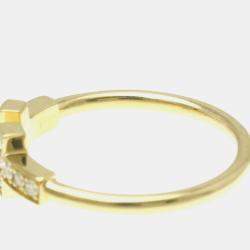 Pre Owned Tiffany & Co. 18K Yellow Gold and Diamond T Wire Ring EU 53