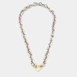 Tiffany & Co. Heart Link Sterling Silver 18k Yellow Gold Necklace