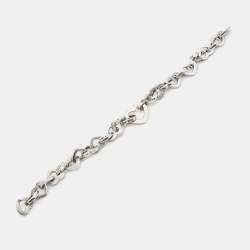 Pre Owned Tiffany & Co. Heart Link Sterling Silver 18k Yellow Gold  Bracelet