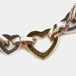 Pre Owned Tiffany & Co. Heart Link Sterling Silver 18k Yellow Gold  Bracelet