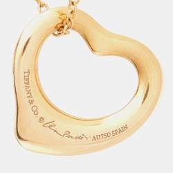 Pre Owned Tiffany & Co. Elsa Peretti Open Heart Diamond 18k Rose Gold Pendant Necklace