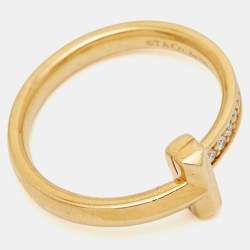 Pre Owned Tiffany & Co. Tiffany T  T1 Diamonds 18k Yellow Gold  Ring Size 52
