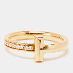 Pre Owned Tiffany & Co. Tiffany T T1 Diamonds 18k Rose Gold Ring Size 51