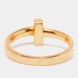 Pre Owned Tiffany & Co. Tiffany T T1 Diamonds 18k Rose Gold Ring Size 51