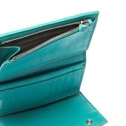 Pre Owned Tiffany & Co. Blue Leather Tri- Fold French Wallet