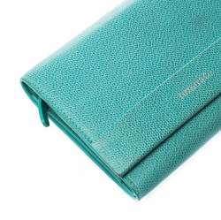 Pre Owned Tiffany & Co. Blue Leather Tri- Fold French Wallet